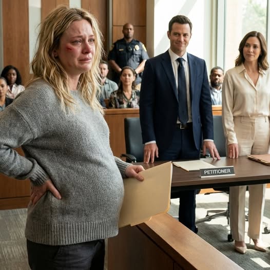 Enceinte de huit mois, je suis entrée au tribunal, m’attendant à un divorce discret. Au lieu de cela, mon mari, PDG, et sa maîtresse m’ont humiliée devant tout le monde, jusqu’à ce que le juge croise mon regard. Sa voix tremblait lorsqu’il a ordonné le huis clos… et à cet instant précis, le rapport de force a basculé.