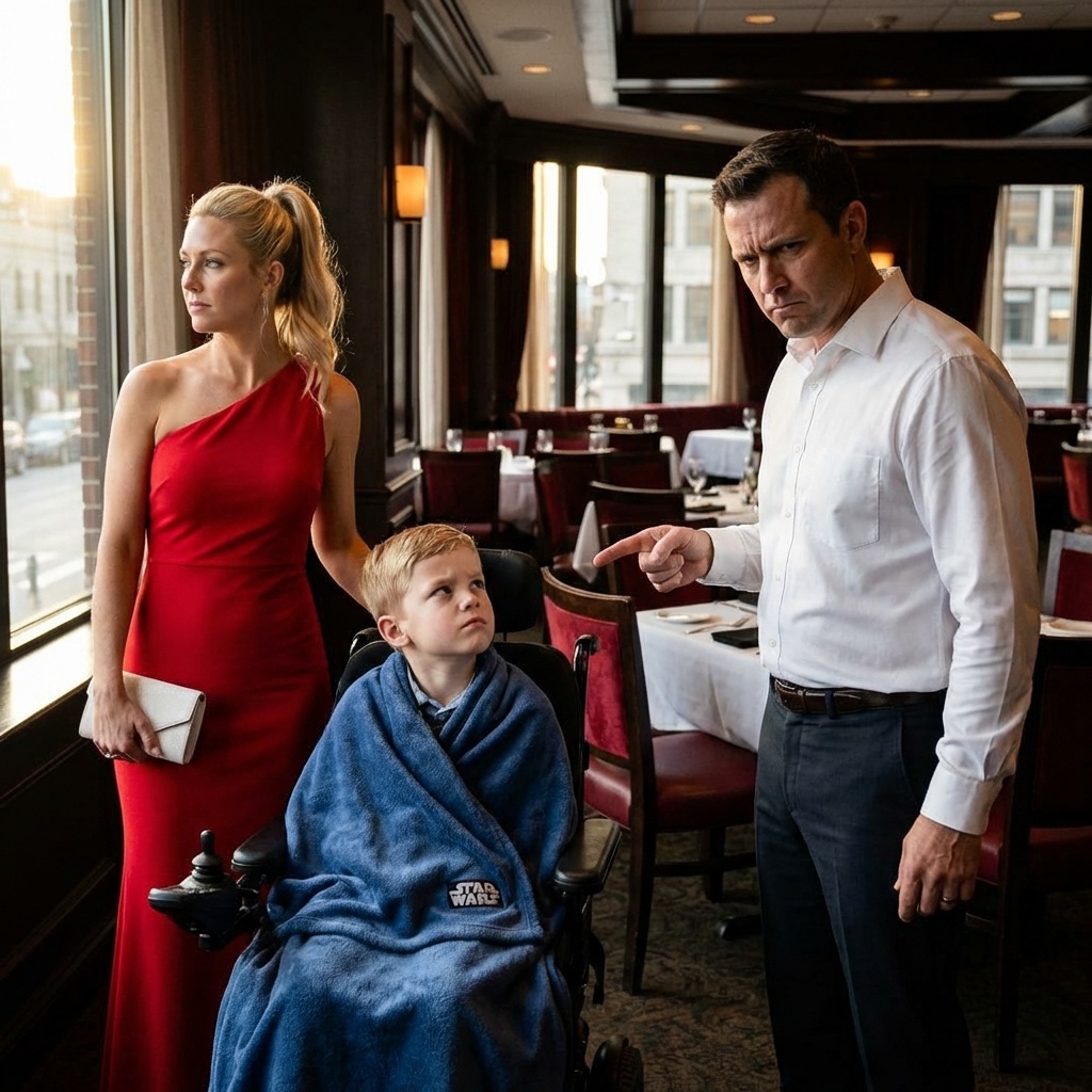 Il avait amené son fils en fauteuil roulant à ce rendez-vous pour