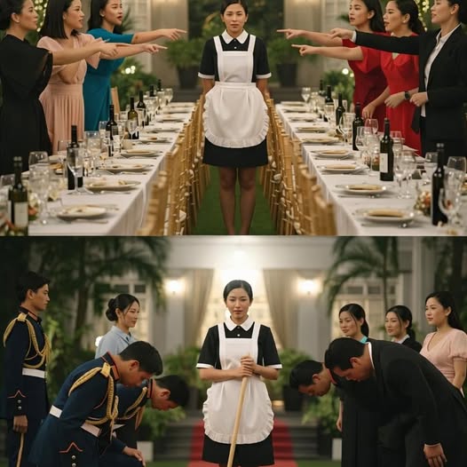 Une femme de chambre est arrivée à la réunion en uniforme. On s’est moqué d’elle, mais un silence de mort s’est abattu sur la salle lorsqu’un hélicoptère a atterri pour récupérer la « princesse » !