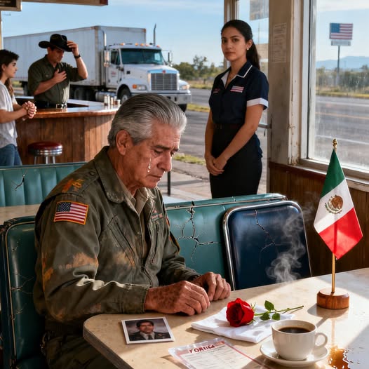 Un vétéran discret, assis seul dans un café le jour du Souvenir — La serveuse remarqua la chaise vide en face de lui, et ce que fit le personnel transforma son deuil personnel en un hommage national.