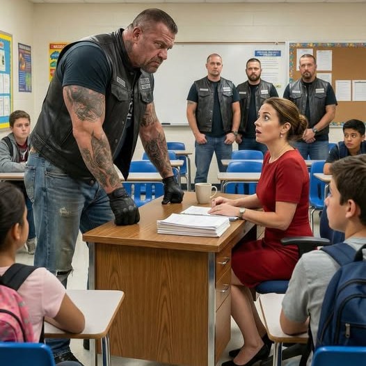 Un professeur a arraché publiquement l’écusson du gilet d’un enfant placé en famille d’accueil devant toute la classe. Mais lorsqu’un groupe de motards est entré discrètement dans la salle, ils ont révélé une vérité que personne n’était prêt à affronter.