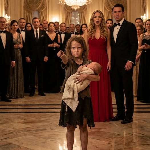 Un milliardaire était en train de célébrer ses fiançailles. Puis une petite fille sans abri s’est soudainement précipitée dans la fête, tenant un bébé dans ses bras et désignant la mariée du doigt. La pièce entière devint complètement silencieuse.