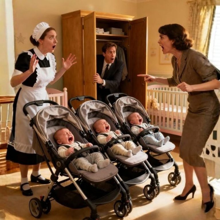 Le millionnaire veuf feignit de partir, se cachant pour observer sa compagne et ses triplés… jusqu’à ce que la réalité éclate.