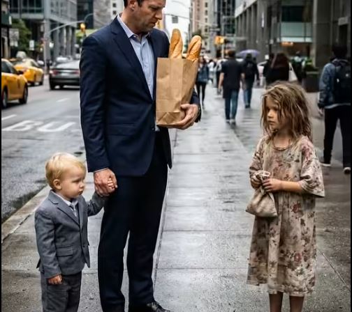 « Donnez-moi votre pain et je le ferai parler » : le millionnaire s’est moqué de la jeune fille aux pieds nus – mais quelques secondes plus tard, il est tombé à genoux en larmes.