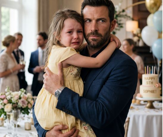Je suis entré dans une fête d’anniversaire et j’ai trouvé ma fille cachée par la peur. “Papa… S’il te plaît, ne me laisse pas ici”, murmura-t-elle, me tenant si fort que je pouvais à peine respirer.