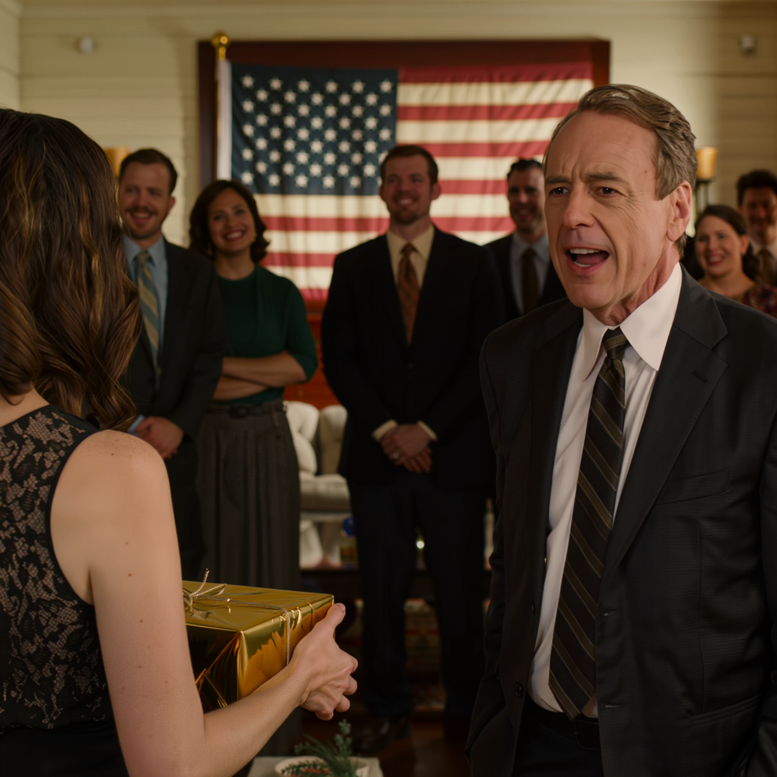 オハイオ州の小さな町で両親の結婚40周年を祝うため、私はデンバーから3000マイル離れた場所まで、金色の包装紙に包まれた贈り物を持って飛行機でやって来た。親戚でいっぱいの居間に足を踏み入れた途端、母は冷たく言った。「あなたは招待されていません。これはあなたの妹が手配したのです。」父は私の贈り物をテーブルから押しやり、「安っぽいものはここに持ってくるな」と言った。私はそれを拾い上げ、静かに部屋を出た。すると、箱の中身が明らかになり、部屋全体の雰囲気が一変した。