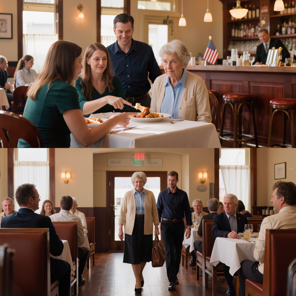 「あなたたちの分は何も注文してないわよ」と嫁は言い、目の前に並ぶ高級ステーキや手の込んだデザートの横で、かじりかけの骨を差し出した。息子はうなずきながら、「ところで、お母さん、ダイエットした方がいいよ」と言った。私はただ微笑んで、「ええ、そうね」と答えた。ウェイターが戻ってくると、私は立ち上がった。そして私が告げたことに、彼らは言葉を失った…。