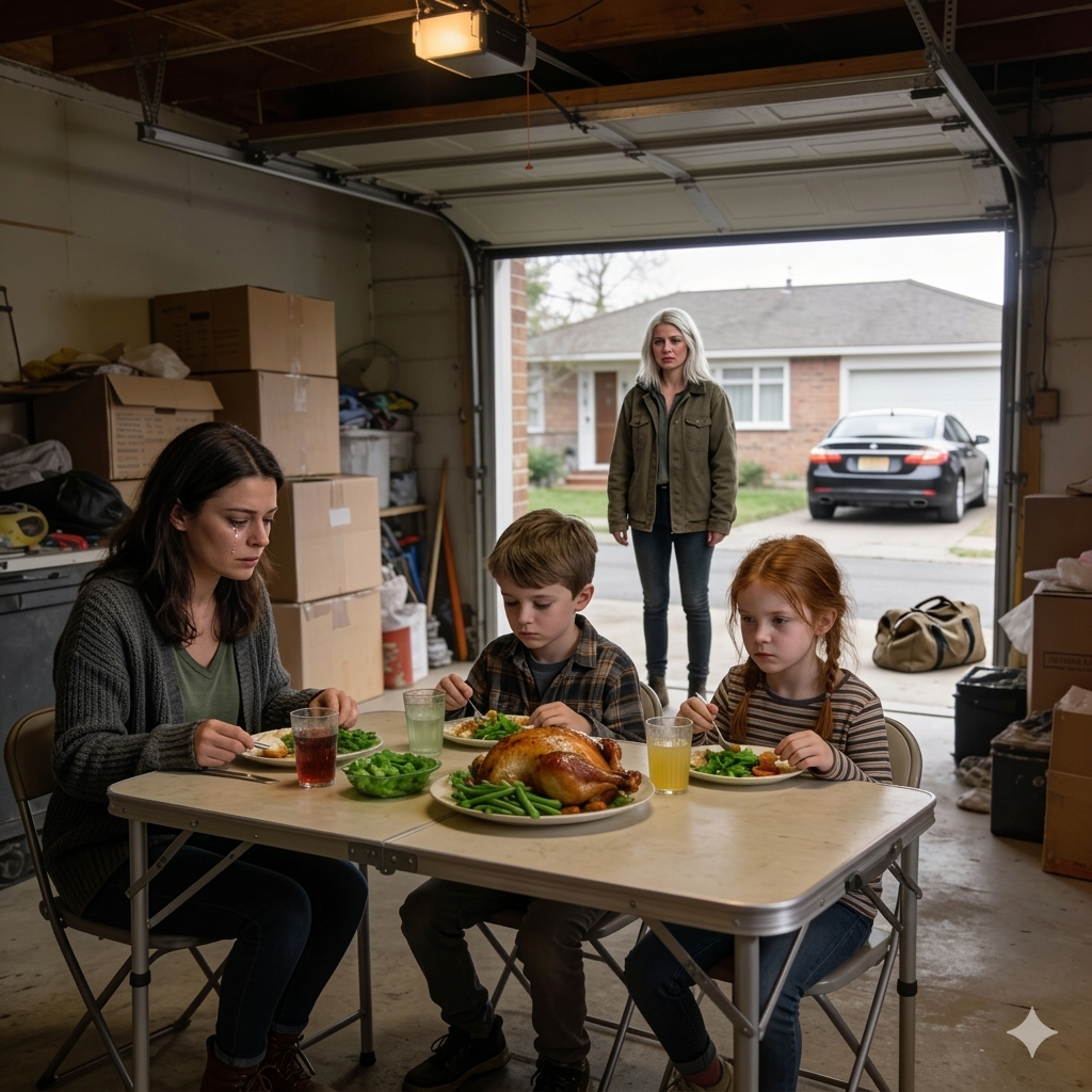 感恩節時，他們讓我在車庫吃飯，還在孩子們面前嘲笑我。這時一輛禮車開了過來。
