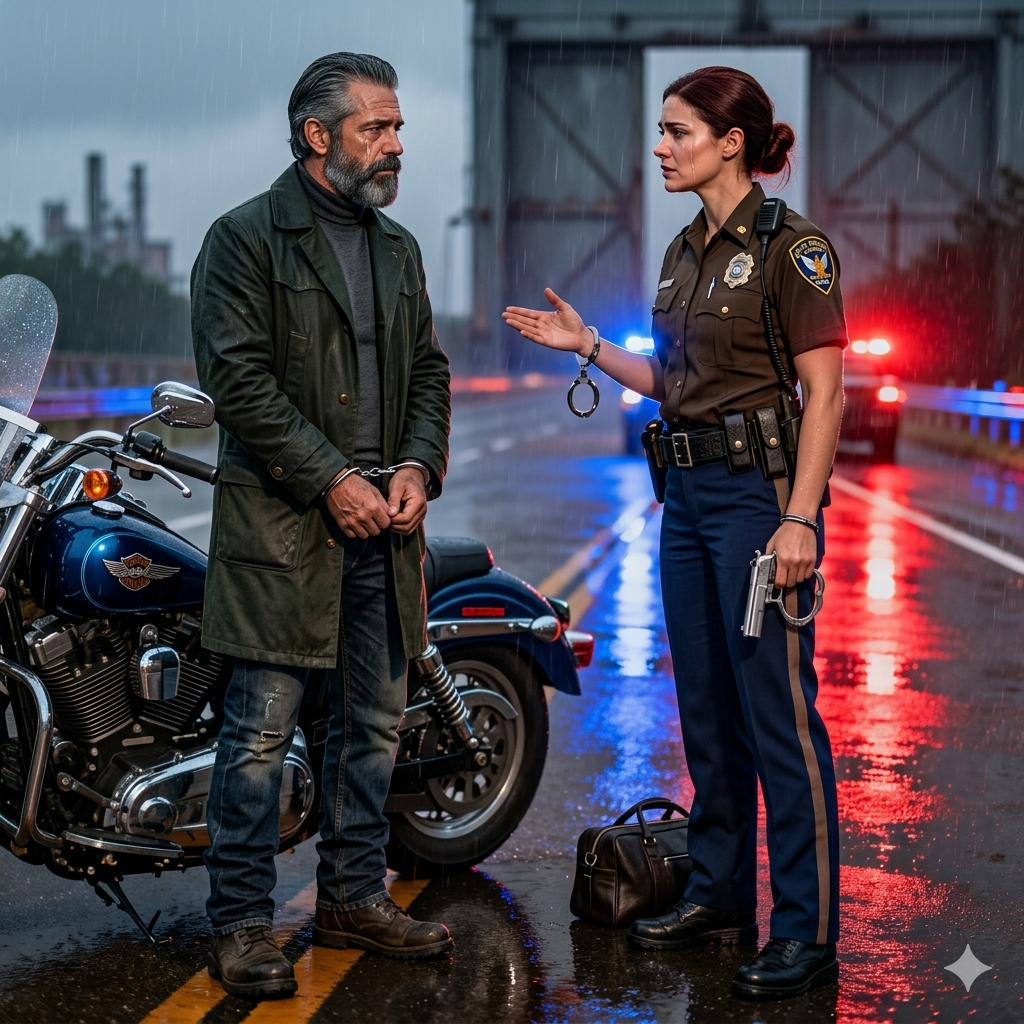 幾十年前，他在休息站失去了女兒。他找到她的那天，她正把他銬上手銬。