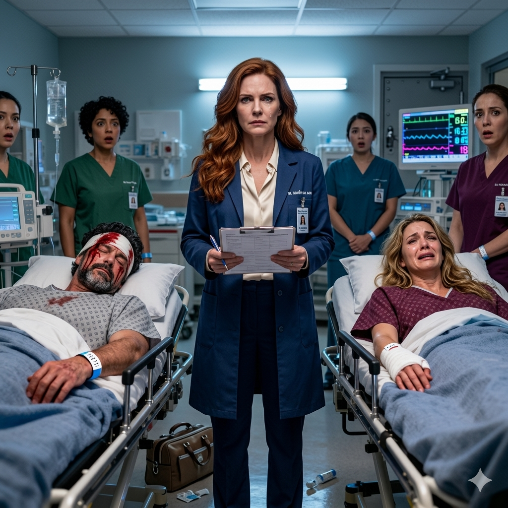兩輛擔架在我夜班時衝進急診室。當我看到手環時，血液瞬間冰冷——是我丈夫和嫂子。我沒有哭;我下了一個改變一切的命令。