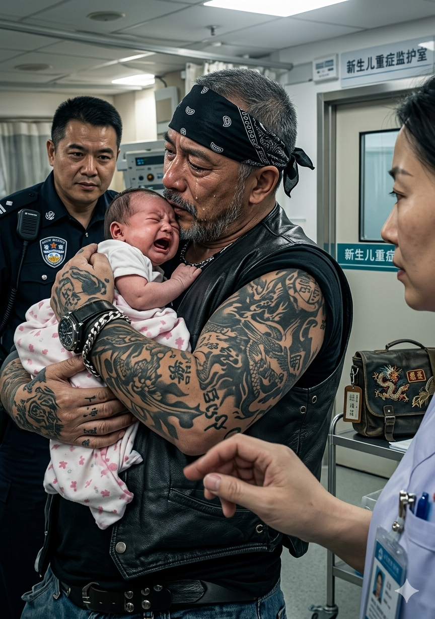 在擁擠的急診室裡，我筋疲力盡地等了好幾天，我的新生女兒哭個不停。這時，一個身材魁梧、渾身紋身的摩托車手走上前，未經允許就從我懷裡抱走了她，迫使我出於恐懼做出了一個幾乎毀掉我們全家見證過的最意想不到的溫情時刻的決定。