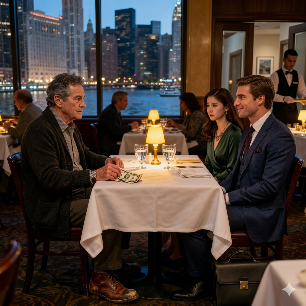 我帶著皺巴巴的鈔票和毫無名聲的，出現在女婿在芝加哥的豪華晚餐。他笑了，以為我只是個不懂事的老人。
