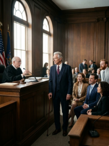 私が法廷に入ると、娘はクスクス笑い、義理の息子は、ついに「老いぼれ」を監禁して私の持ち物をすべて奪うことができるとでもいうようにニヤニヤしていた。ところが、裁判官は顔色を青ざめさせ、木槌を落とし、「メスだ」と囁き、それから彼らの弁護士をじっと見つめて、「弁護士さん、今朝、私の法廷に誰を連れてきたか分かっているんですか？」と言ったのだ。