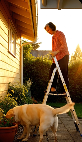 乾いた木の枝を切るためにはしごを上っていましたが、突然犬がしきりに吠え始め、私のズボンを引っ張りました。最初は、ただ狂ったのか、それとも遊んでいて、うっかり私をはしごから押してしまうかもしれないと思いました。