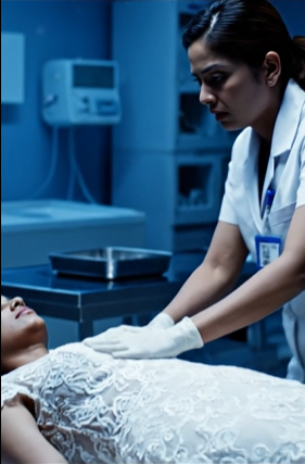 花嫁は結婚式の最中に亡くなり、死体安置所に運ばれましたが、死体安置所の職員は奇妙なことに気付きました：花嫁の頬は生きている人のように赤く、心臓はまだ動いていました[eos]