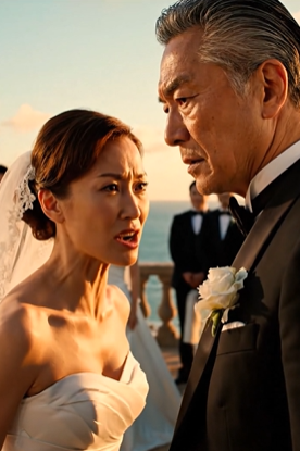 チャールストンのビーチフロントの結婚式で、私の嫁がステージ上で義理の娘にかつらを引き裂かれ、数ヶ月の治療で残った痕が露出してしまったのを、まだ笑っているゲストたちの前で、私の息子はただ立っていて何もせず、私は静かにジャケットを脱いで妻を覆い、その後皆の前で結婚式の封筒を開けると、新婦の笑顔が突然消えた。