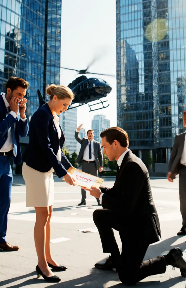 我離開法院時已懷孕七個月，離婚協議書還在我手中顫抖。他就在那裡，和他的情婦並肩而立，臉上帶著輕蔑的冷笑。 「讓我看看你沒了我以後怎麼活，」他嘲諷道。我強忍著痛苦，緊緊地把文件抱在胸前……直到一陣旋翼的轟鳴劃破夜空。轟鳴聲在幾秒鐘內越來越大，空氣也變得沉重起來。一架直升機在我們面前降落，揚起漫天塵土，人們紛紛閃躲。還沒等我反應過來，幾個穿著黑色西裝的警衛就衝到我面前，單膝跪地，彷彿這是世界上最自然不過的事。 「女士，」其中一個急切地說，「老闆在等您。他需要您回去。」我的前夫臉色煞白。就在那一刻，我明白了：今天不是我的終點……而是我的回歸。