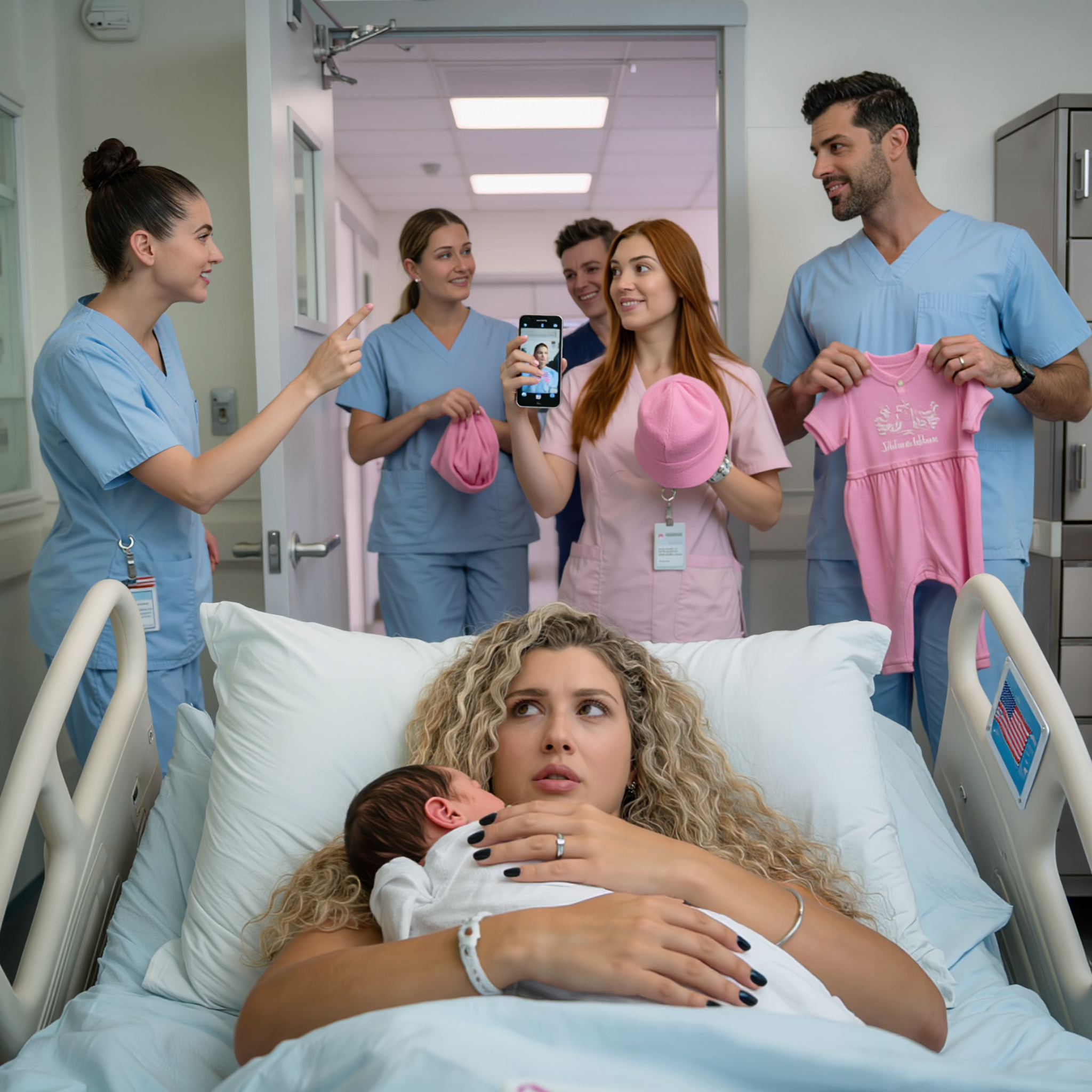 家族が病院の部屋に押し入り、生後1日の娘に特注の服を着せた。看護師たちの前で笑いながら、私には止める権利はないと言った。すると、一人の看護師が封筒を手に持ち、母をじっと見つめた。母の笑顔はついに消えた。