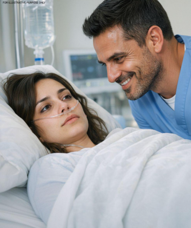 當醫生告訴他妻子只剩下幾天時間時，他俯身在妻子的病床上喃喃自語，用一絲冷笑掩飾內心的滿足。