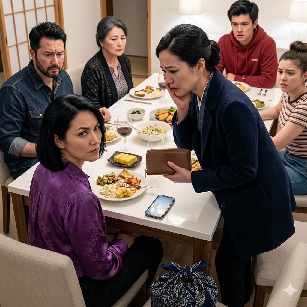 日本語訳  家族での夕食中、十代の義妹もいる席で、 自信過剰な義姉が突然立ち上がり、大声で私を非難した。  「あなたが私の財布を盗んだのよ、この汚い泥棒！」  私はすぐに否定した。 しかし彼女はただ微笑むだけで、私の椅子の横に置いてあったバッグをあさり始めた。  次の瞬間、彼女はまるで宝物でも見つけたかのように財布を高く掲げた。  「ほらね？やっぱりあなたじゃない。」  彼女は皮肉っぽくそう言った。