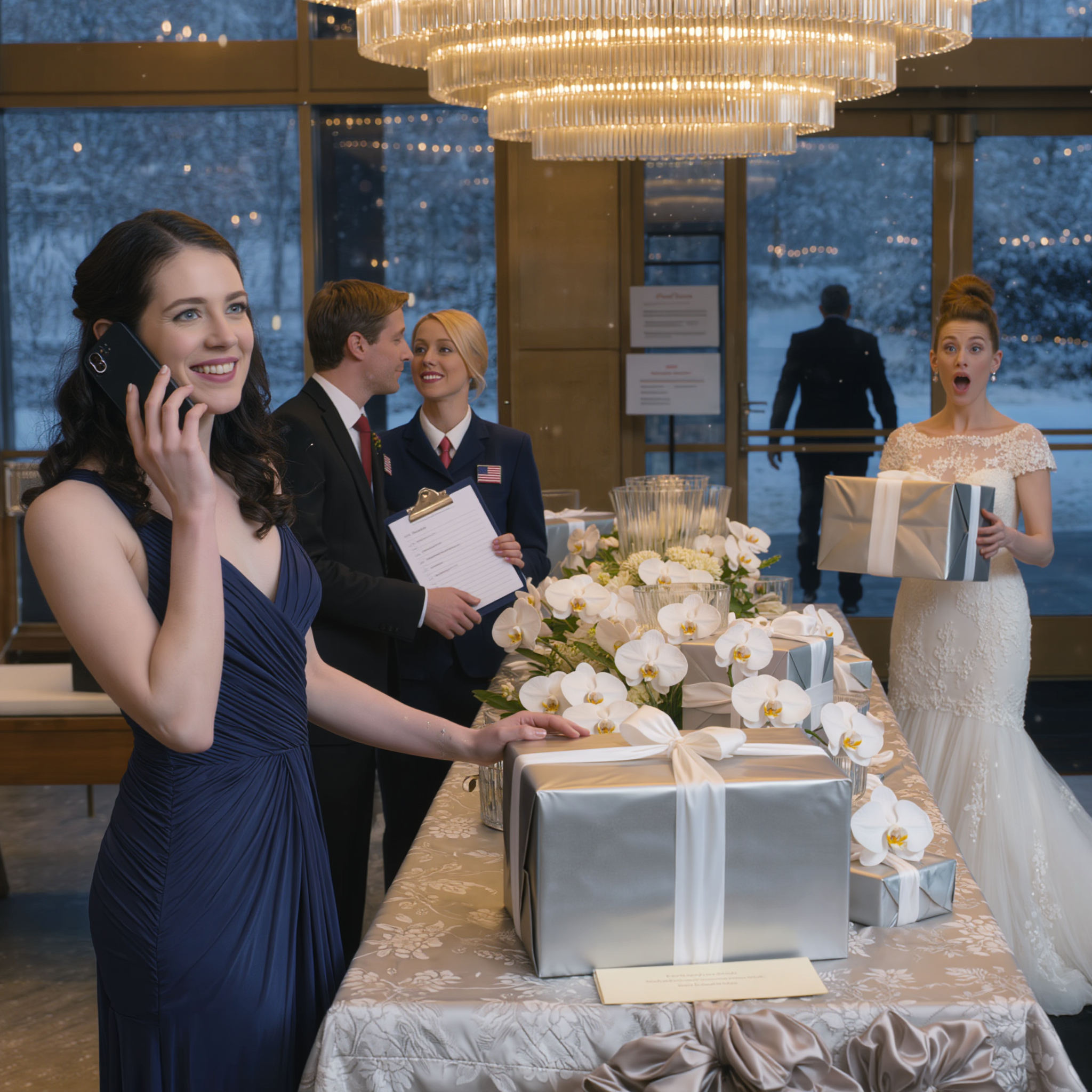 妹の結婚式に現れて名前を告げると、スタッフは凍りつき、「ヘイリーは入場できません」と囁き合った。妹に電話すると、彼女は鼻で笑って「あなたはただのメイドでしょ、裏口から入って」と言った。私はそれ以上騒ぎ立てたりせず、静かに会場を後にした。そして、贈り物のテーブルに重そうなプラチナの箱を置くためだけに戻ってきて、また姿を消した。数時間後、妹は箱を開けて叫び声を上げ、それから何度も私に電話をかけてきた…。