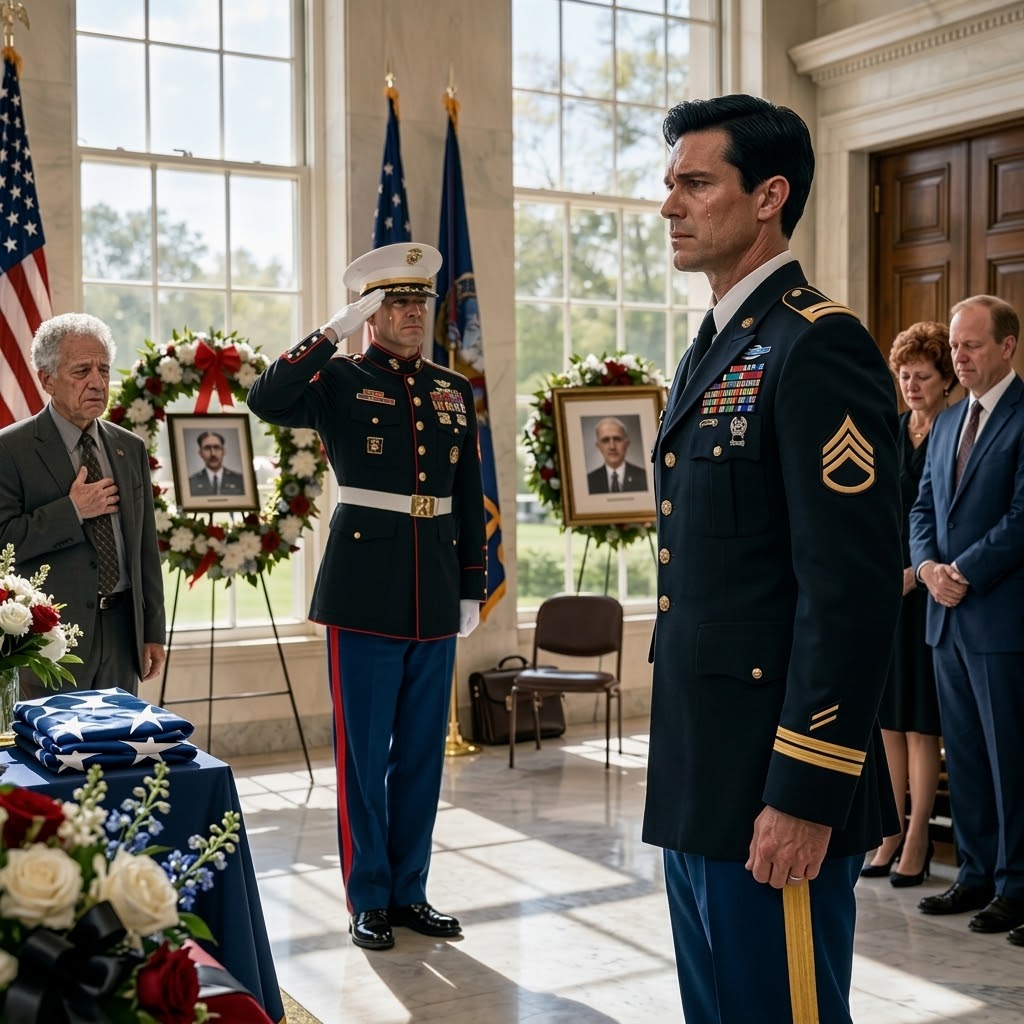 追悼式で、父は私の胸のバッジに気づいて顔をしかめた。「お前が？兵士だと？芝居はやめろ。」私は唾を飲み込み、冷静に答えた。「兄を埋葬しに来ました。」父は怒って言い返した。「英雄だと？ただの役立たずの死人だ。」当直の将校が立ち上がり、私に近づいて敬礼すると、部屋の静寂が張り詰めた。「おかえり、ゴーストウォーカー。」父は凍りついた。私は父を睨みつけ、鋼のように冷たい声で言った。「あなたは死者を侮辱した…そして、まだ生きている私をも。」しかし、本当の恐怖はまだこれからだった。