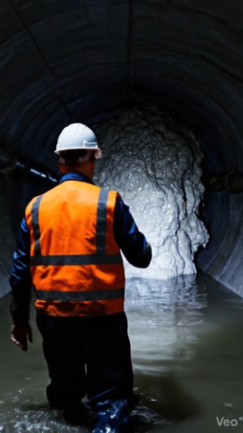 雨水下水道に降りて、また詰まりを取り除くつもりでした